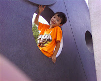Kai on the Awakening statue at Villanova