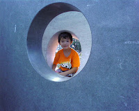 Kai on the Awakening statue at Villanova