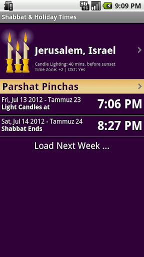 Shabbat Holiday Times
