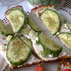 Crunchy Cheesy Open Face Cucumber Sandwiches