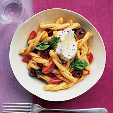Gemelli with Tomatoes, Olives, and Ricotta
