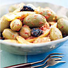 Mixed Olives with Harissa and Preserved Lemons