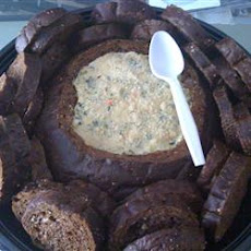 Spinach Dip in Pumpernickel