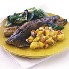 Trout with Tropical Fruit Salsa and Mixed Greens