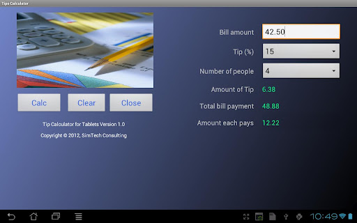 Tip Calculator for Tablets