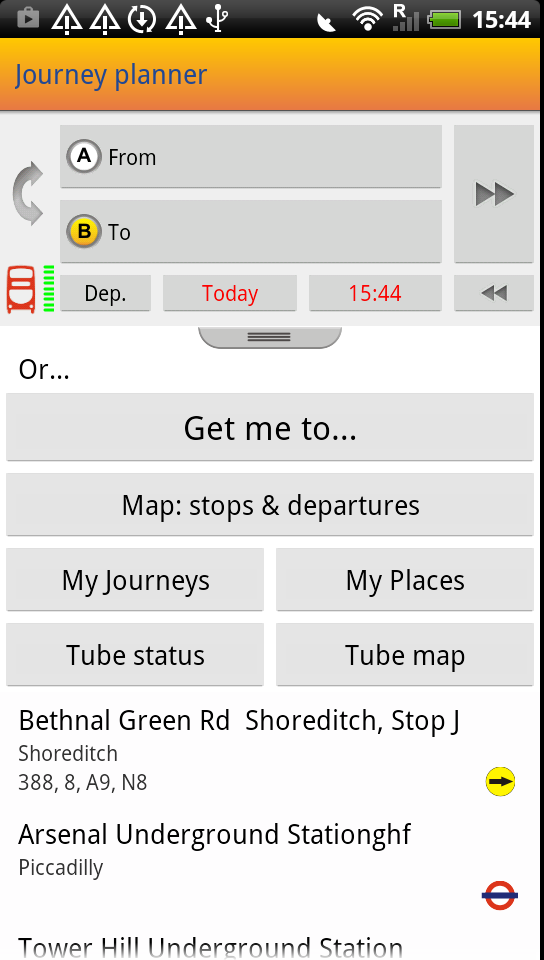 Android application London Journey Planner screenshort