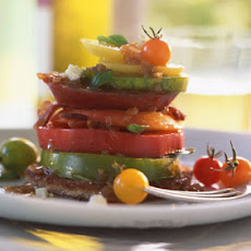 Heirloom Tomatoes with Bacon, Blue Cheese, and Basil