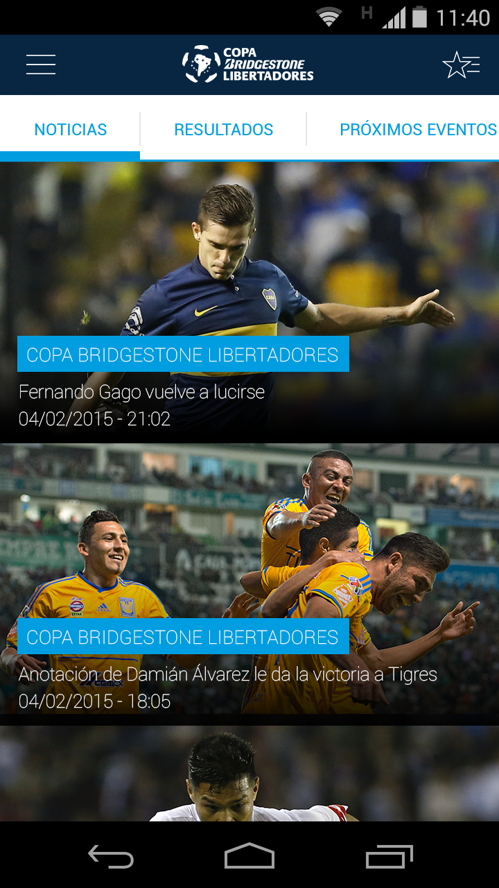 Android application Copa Bridgestone Libertadores screenshort