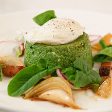 Spinach Sformatino with Pancetta, Radishes, and Spring Onions