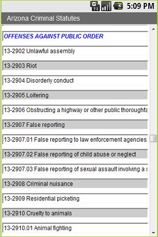 Arizona Criminal Statutes