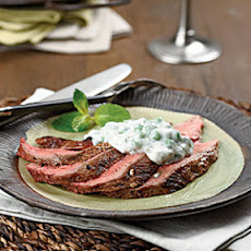 Chilled Sliced Lamb with Minted Pea Sauce