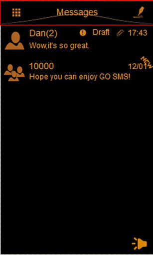 GO SMS Orange Black Theme