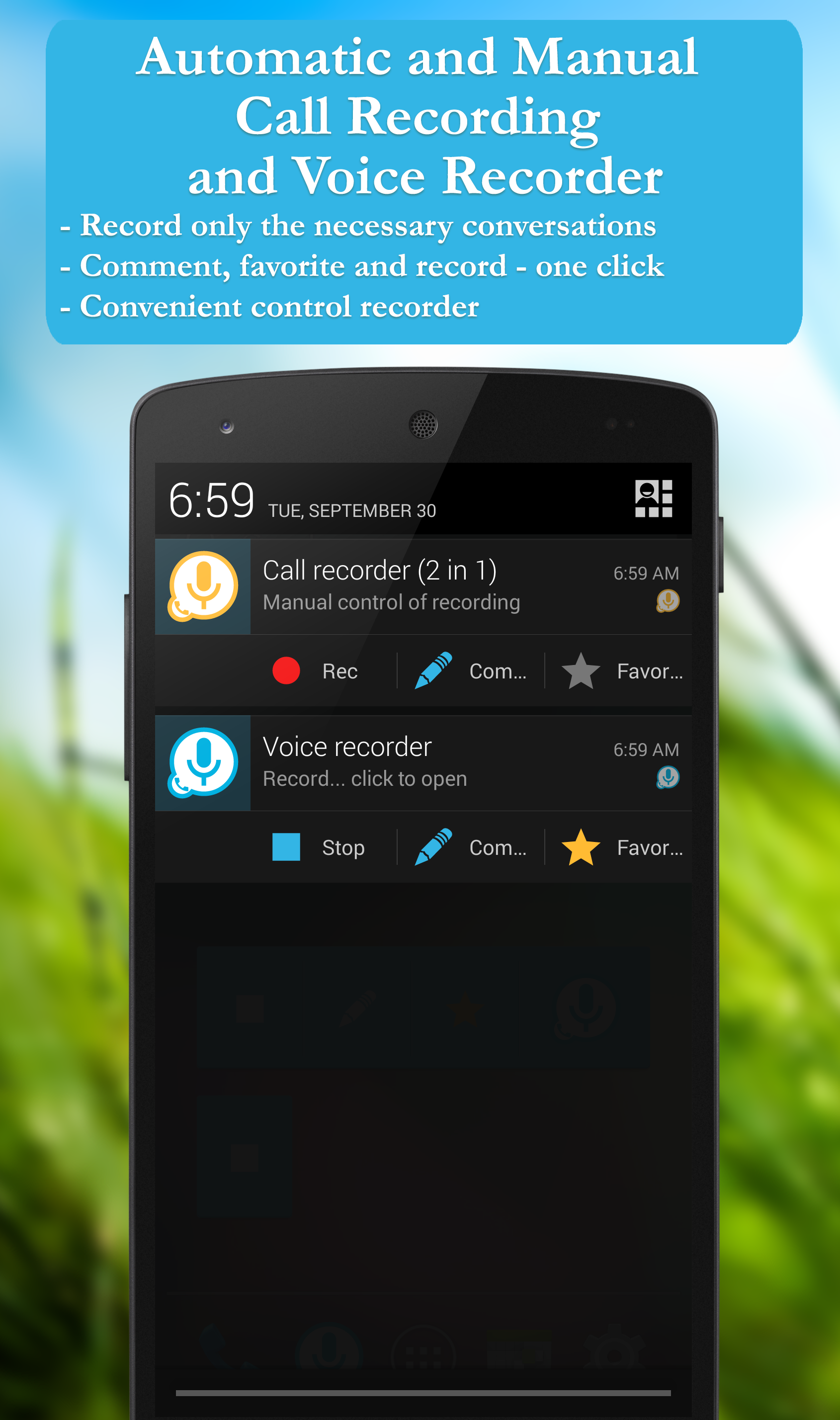 Android application Call recorder: CallRec screenshort