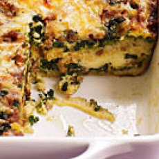 Spinach Pesto and Sausage Strata