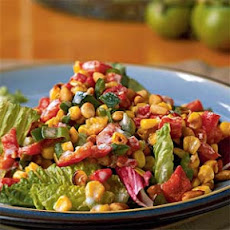 Greens with Roasted Corn and Pepper Salad