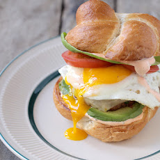 Pan-Fried Chorizo Burgers with Avocado, Fried Eggs and Spicy Mayo