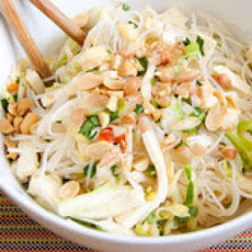 Spicy Rice Noodle Salad with Cabbage and Tofu