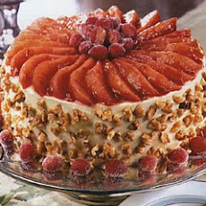 Christmas Cranberry, Pear and Walnut Torte with Cream Cheese-Orange Frosting