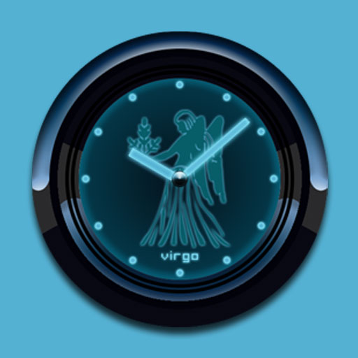 VIRGO - Neon Blue Clock LOGO-APP點子