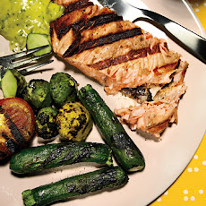 Blistered Baby Zucchini, Baby Pattypan Squash, and Grilled Tomatoes