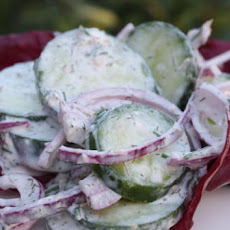 Creamy Cucumber & Sweet Onion Salad W/Dill Horseradish Dress
