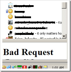 Yahoo Bad request