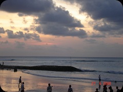 Sunset On Kuta With People