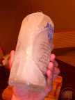 Absolut bottle, filled with water and frozen