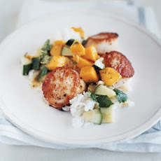 Scallops with Sweet Cucumber and Mango Salsa