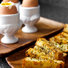 Soft Eggs with Buttery Herb-Gruyere Toast Soldiers