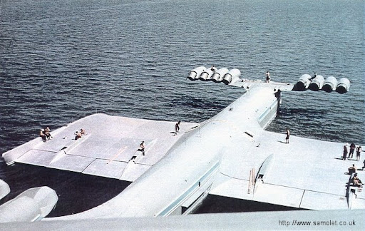 It's actually a Ekranoplan KM the "Caspian Sea Monster. It's actually a Ekranoplan KM the "Caspian Sea Monster.