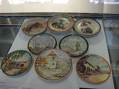 Old California, artist painted plates