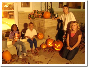 Our carved Jack-o-lanterns!