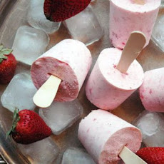 Bourbon Strawberries and Cream Popsicles