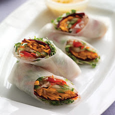 Spring Rolls with Carrot-Ginger Dipping Sauce