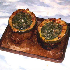Roasted Acorn Squash With Spinach and Gruyere