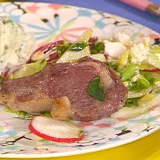 Lamb Chops and Early Spring Salad and Mashed Garlic-Mint Peas-n-Potatoes