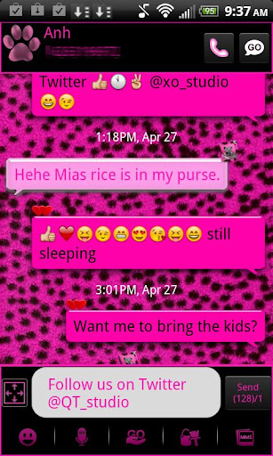 Go SMS Pink Cheetah theme