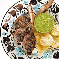 Lamb Lollipops with Green Goddess Mint Dipping Sauce and Roasted Potatoes