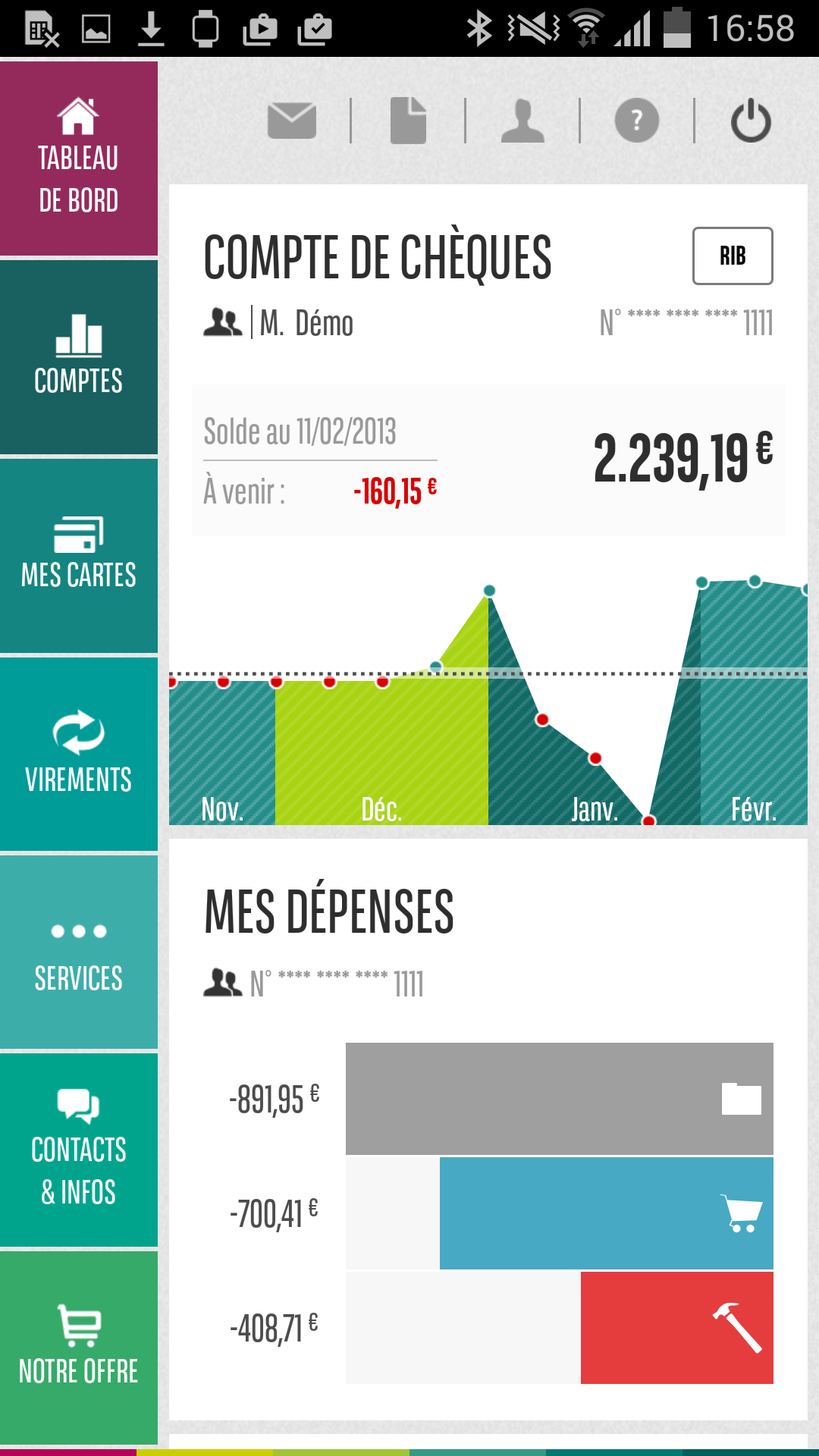 Android application Mes Comptes BNP Paribas screenshort