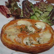 Very Thin Puff Pastry Tart with Sweet Potato and Sain-Andre Cheese