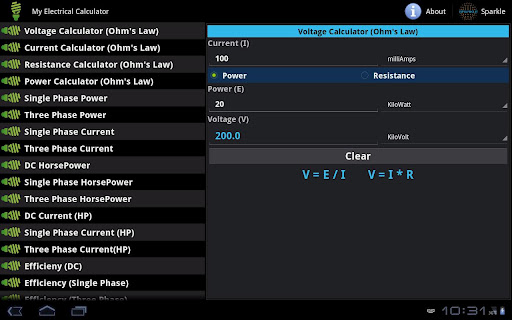 My Electrical Calc. Tablet