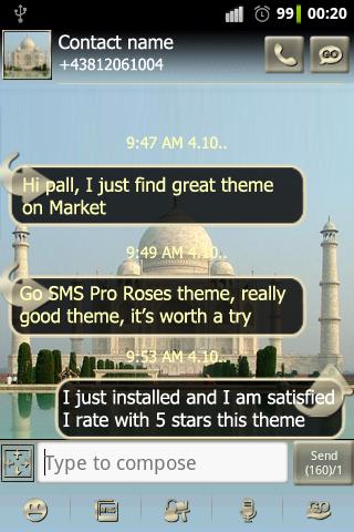 Taj Mahal GO SMS Pro theme