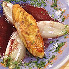 Salmon with Beurre Rouge and Red Wine Braised Endive