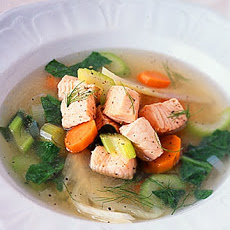 Poached Salmon, Leek, and Fennel Soup