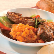 Red Wine Braised Short Ribs with Smashed Fall Vegetables