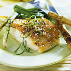Grilled Sea Bass with Miso-Mustard Sauce