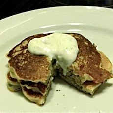 Savory Masa Corn Cakes with Green Chile, Cheese and Lime Crema