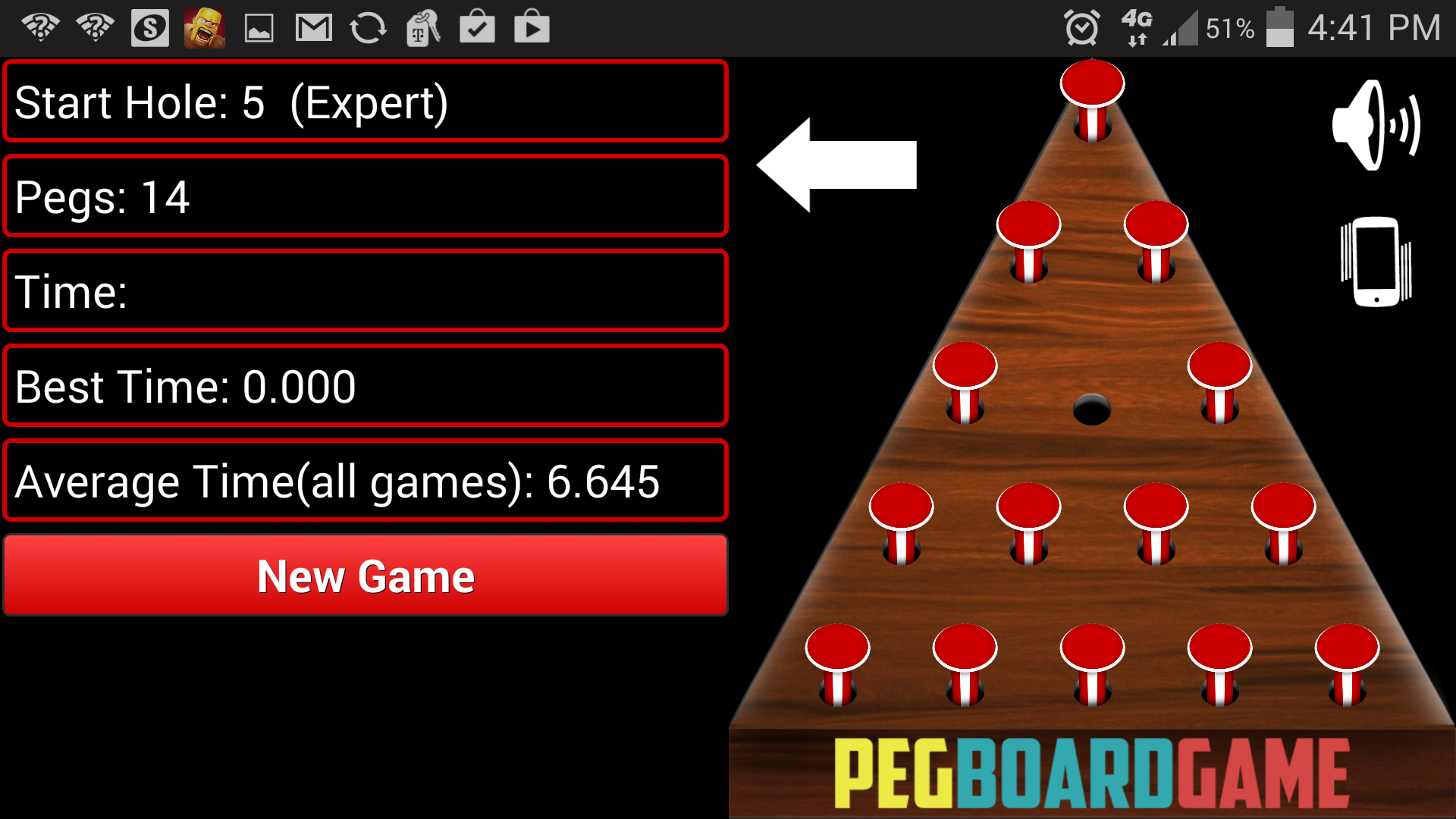 Android application Peg Board Game screenshort