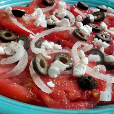 Tomato, Goat Cheese and Black Olive Salad